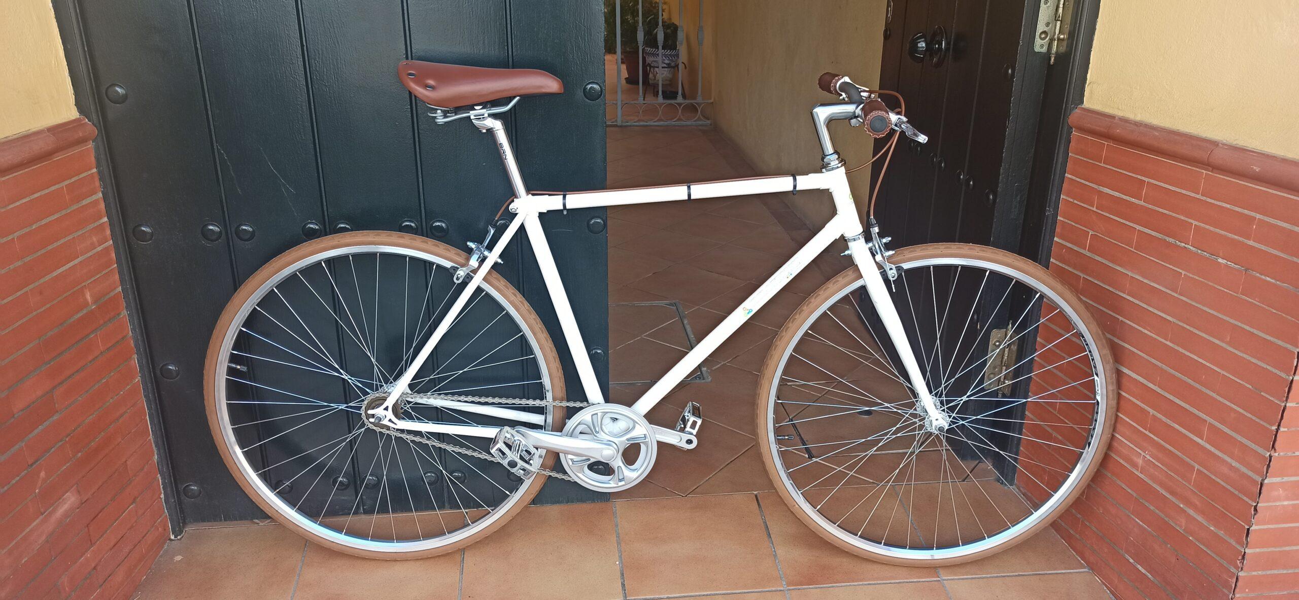 Montaje Single Speed blanca y marrón